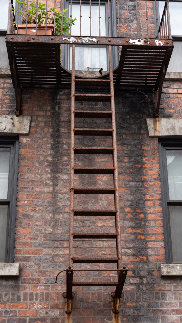 Rusted Fire Escape Ladder in New York in in New York, United States