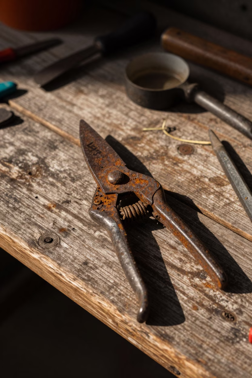 Rusted Garden Shears in Sapporo in in Sapporo, Japan