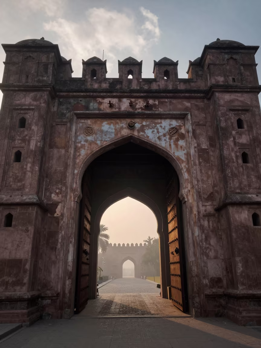 Rusted Gatehouse Dawn in Karachi Vaulted Atrium in inside a vaulted atrium in Karachi
