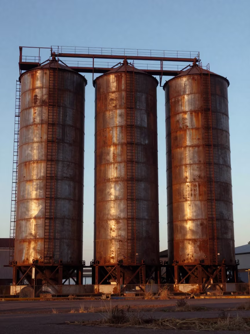 Rusted Grain Silos Winter Afternoon in in South Africa