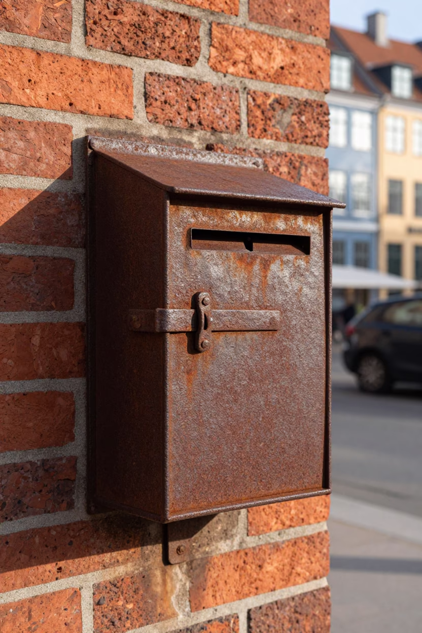 Rusted Iron Mailbox in Copenhagen in in Copenhagen, Denmark