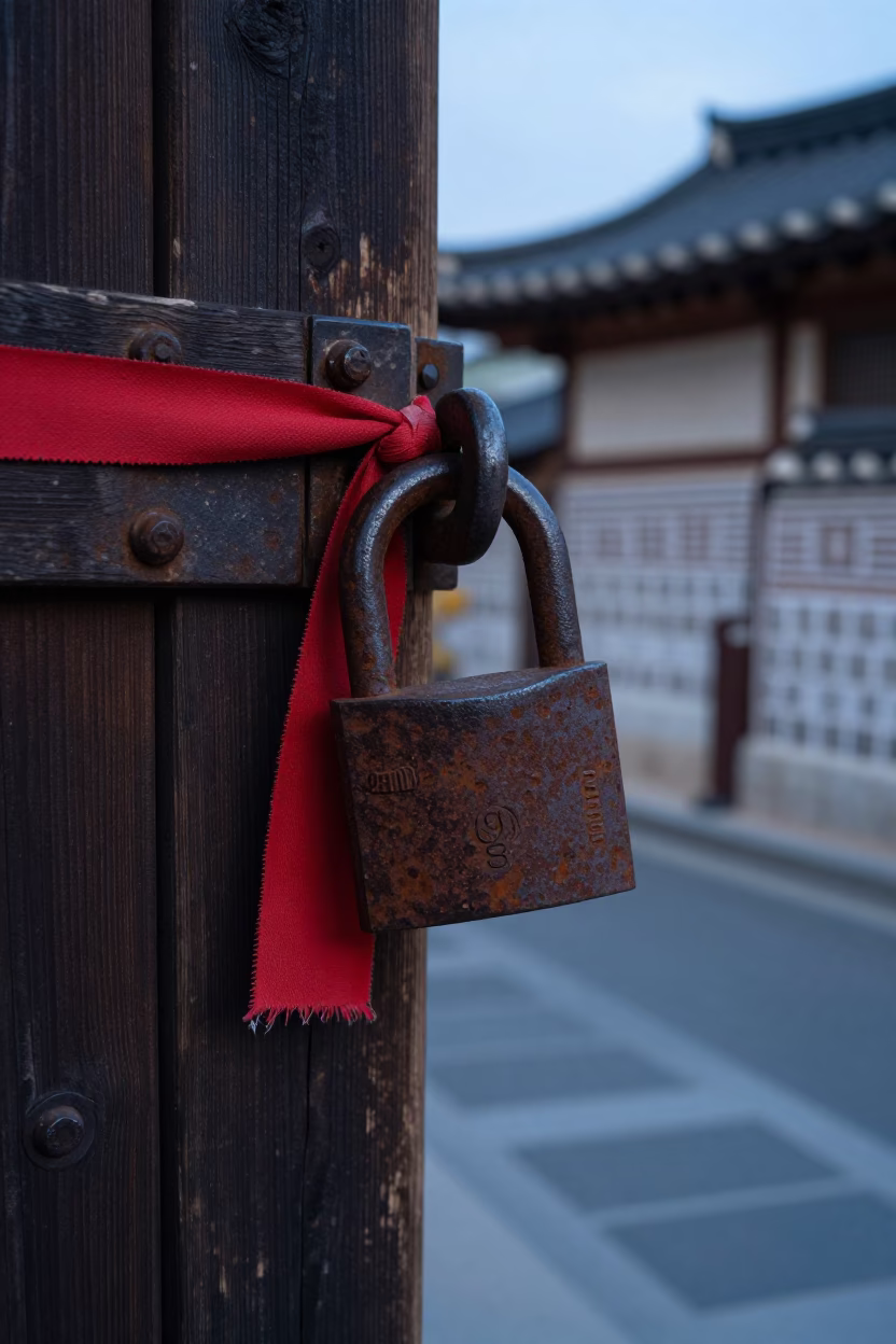 Rusted Iron Padlock in Busan in in Busan, South Korea
