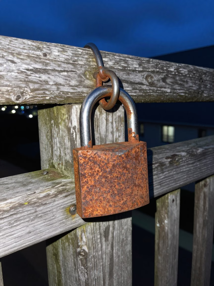 Rusted Iron Padlock in Christchurch in in Christchurch, New Zealand
