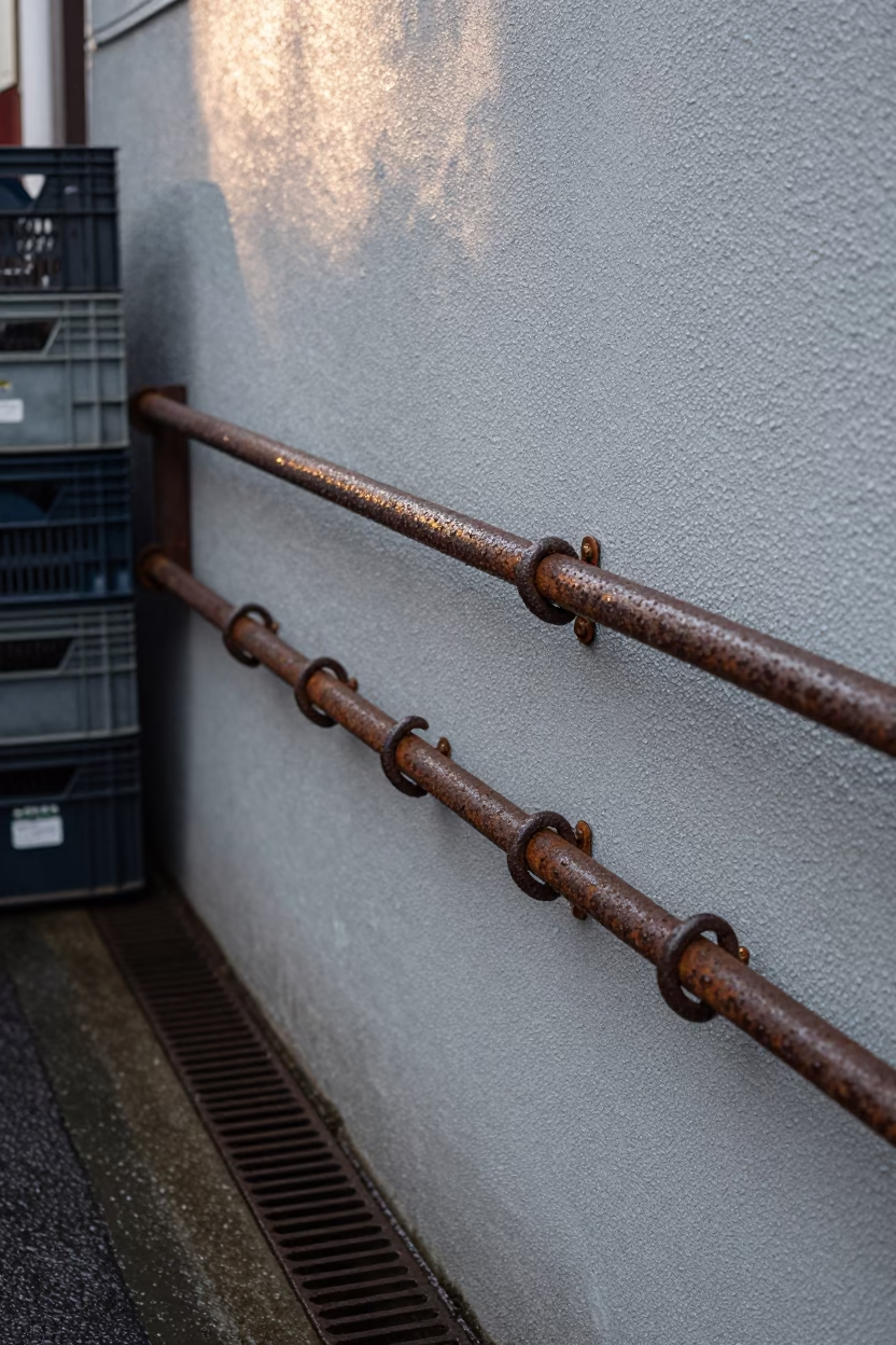 Rusted Iron Peg Rail in Busan in in Busan, South Korea