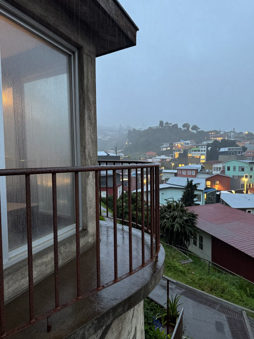 Rusted Iron Stair Rail in Valparaiso in in Valparaiso, Chile