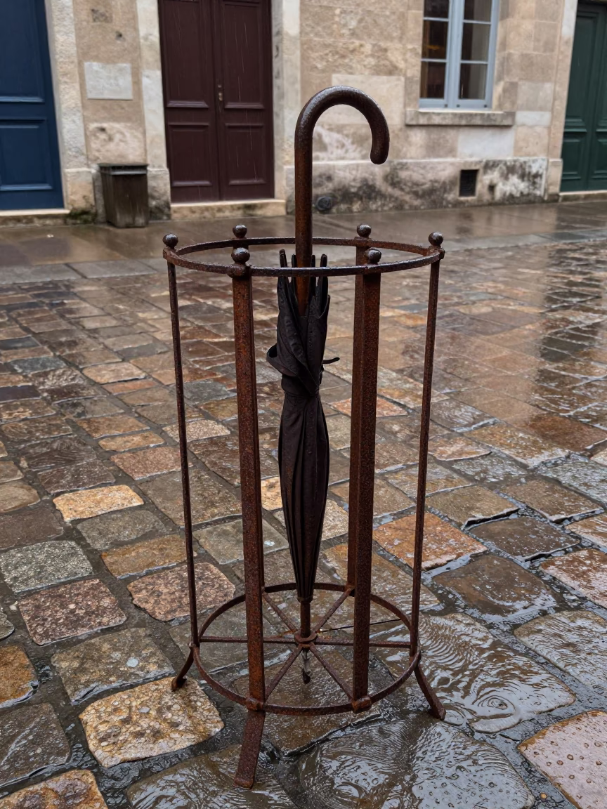Rusted Iron Umbrella Stand in Lyon in in Lyon, France