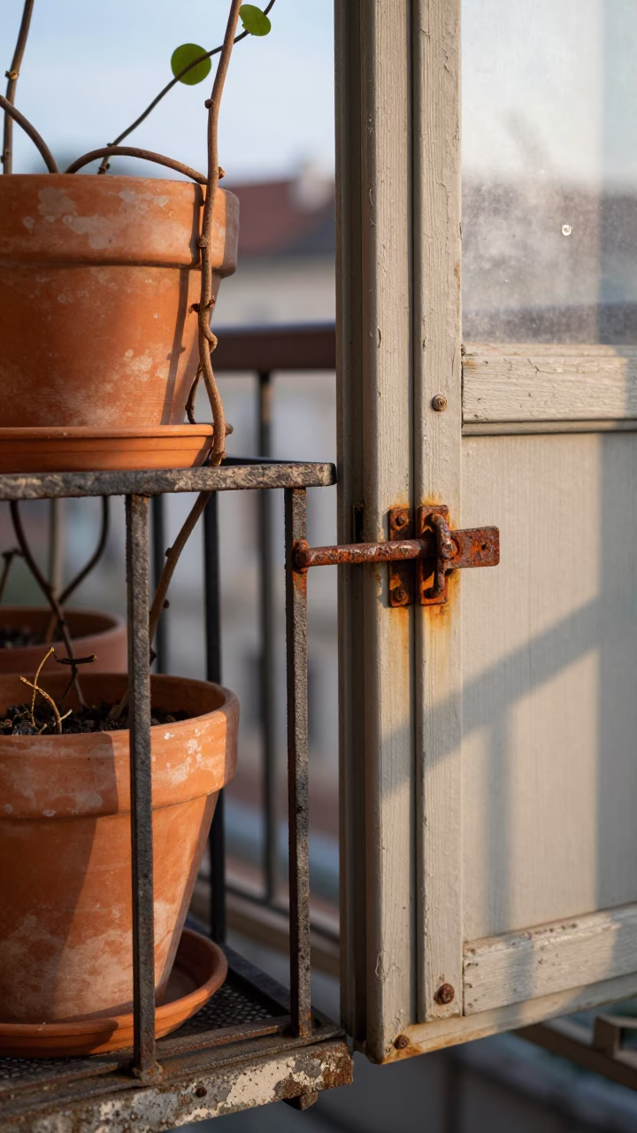 Rusted Latch just after sunrise in Vienna in in Vienna, Austria
