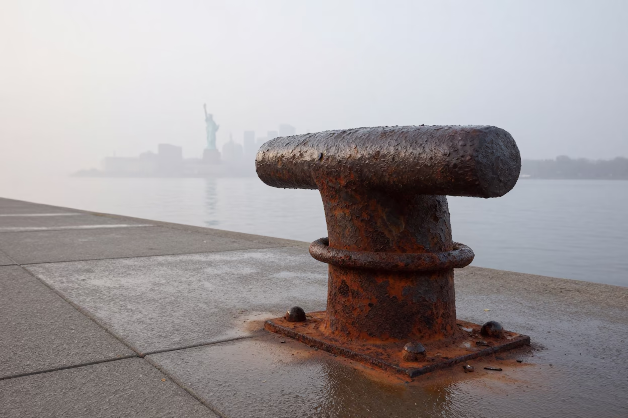 Rusted Metal Bollard in New York in in New York, United States