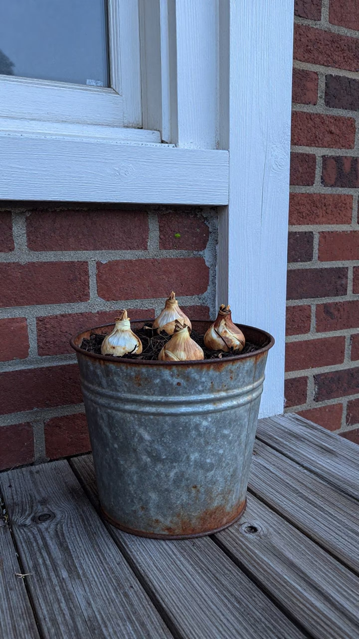 Rusted Metal Bulb Planter in Nashville in in Nashville, United States