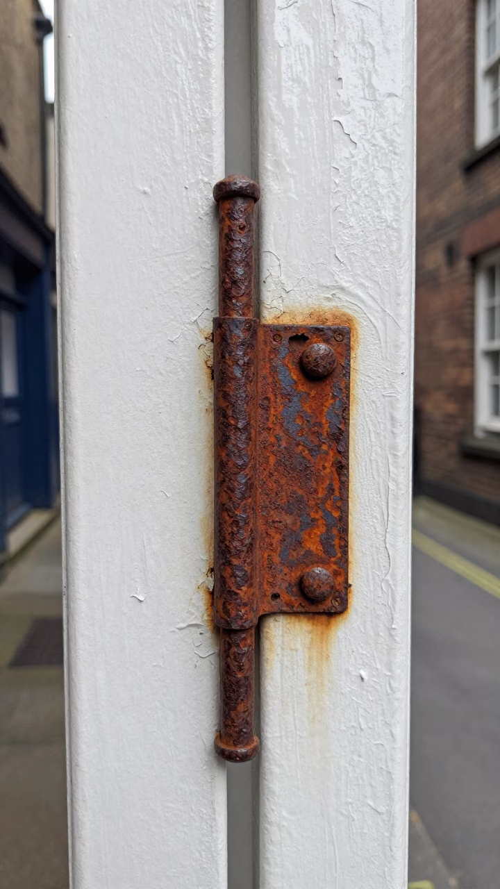 Rusted Metal Hinge in Liverpool in in Liverpool, United Kingdom
