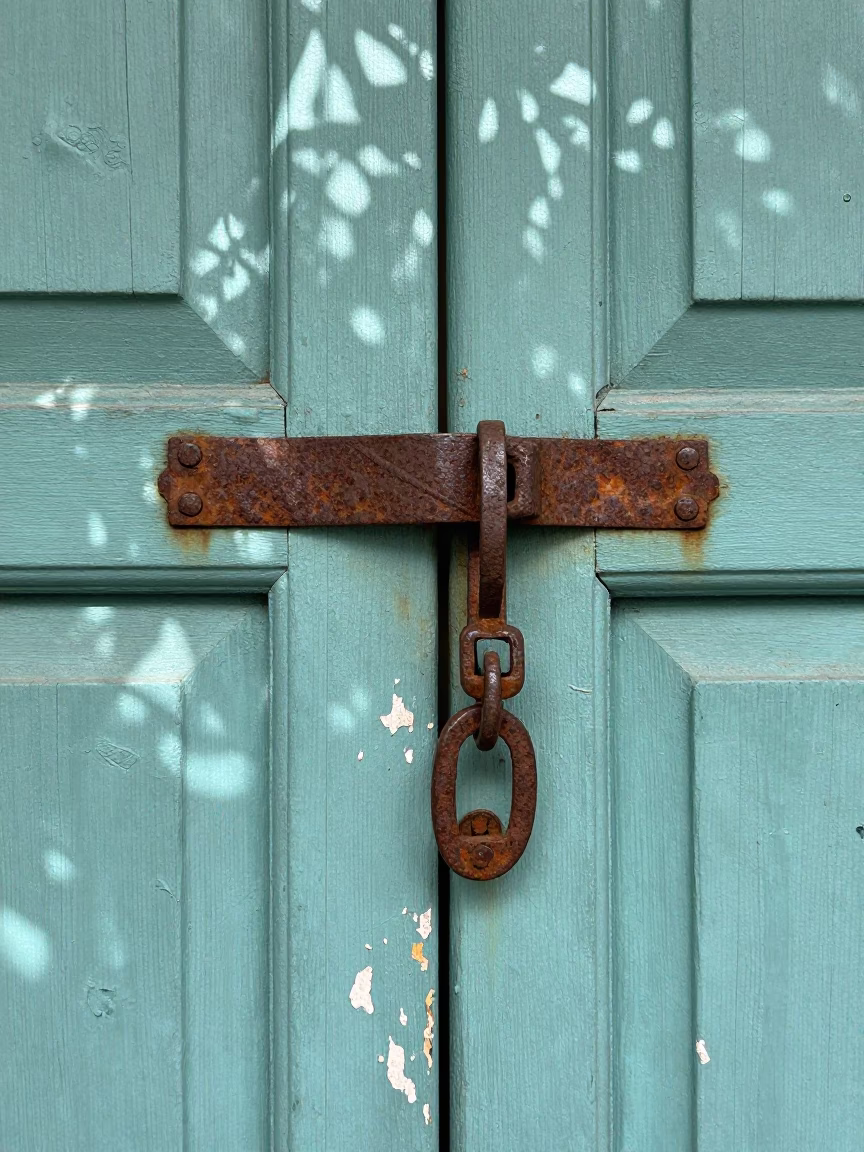 Rusted Metal Latch in Valparaiso in in Valparaiso, Chile