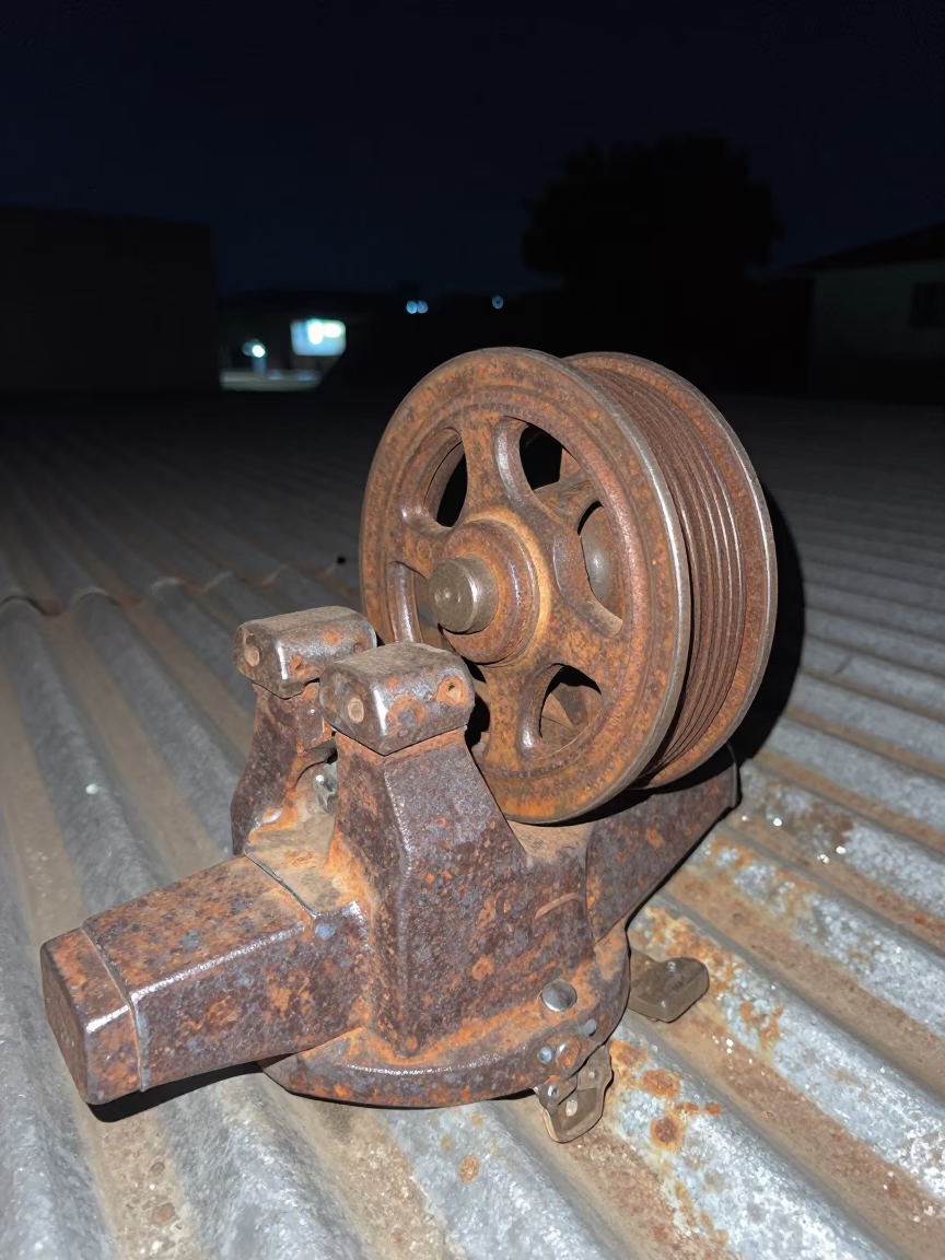 Rusted Metal Pulley in Accra in in Accra, Ghana