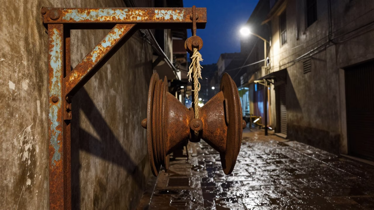 Rusted Metal Pulley in Kochi in in Kochi, India
