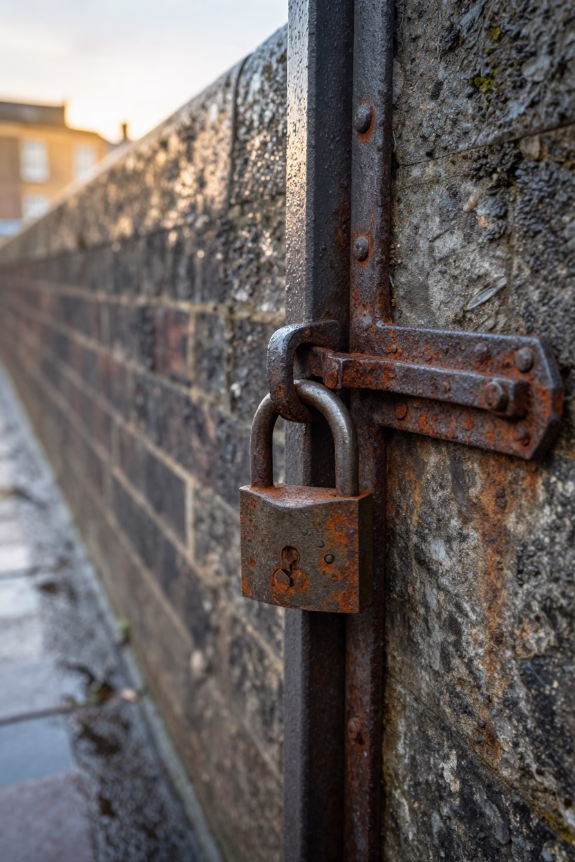Rusted Padlock in Bristol in in Bristol, United Kingdom