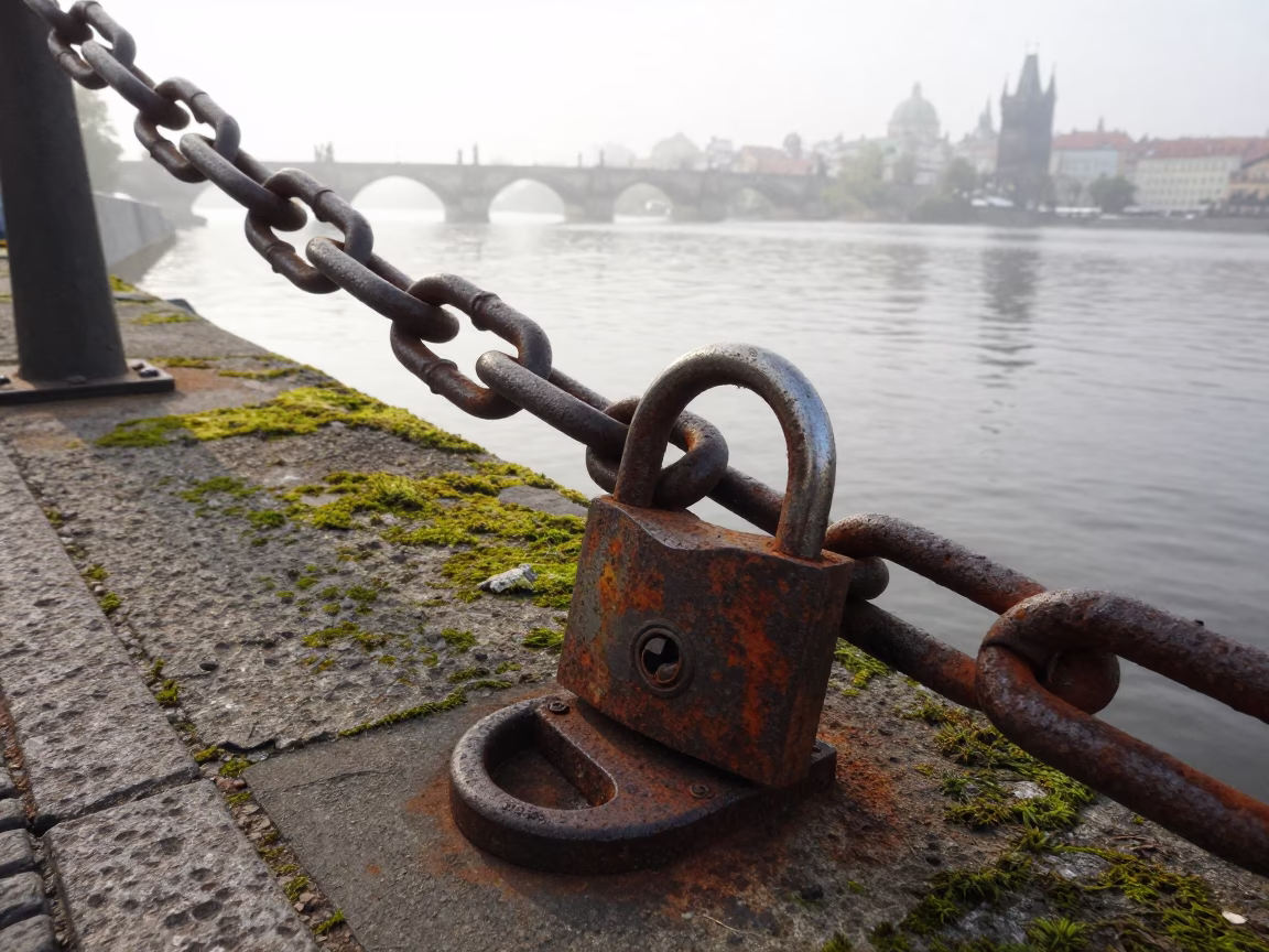 Rusted Padlock in Prague in in Prague, Czech Republic
