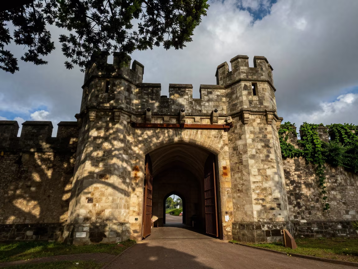 Rusted Portcullis in Vaulted Atrium Brazzaville in inside a vaulted atrium near Brazzaville