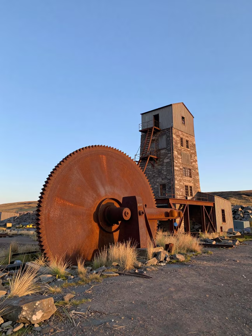 Rusted Sawmill Blade on Blantyre Quarry Ledge in on a quarry ledge near Blantyre