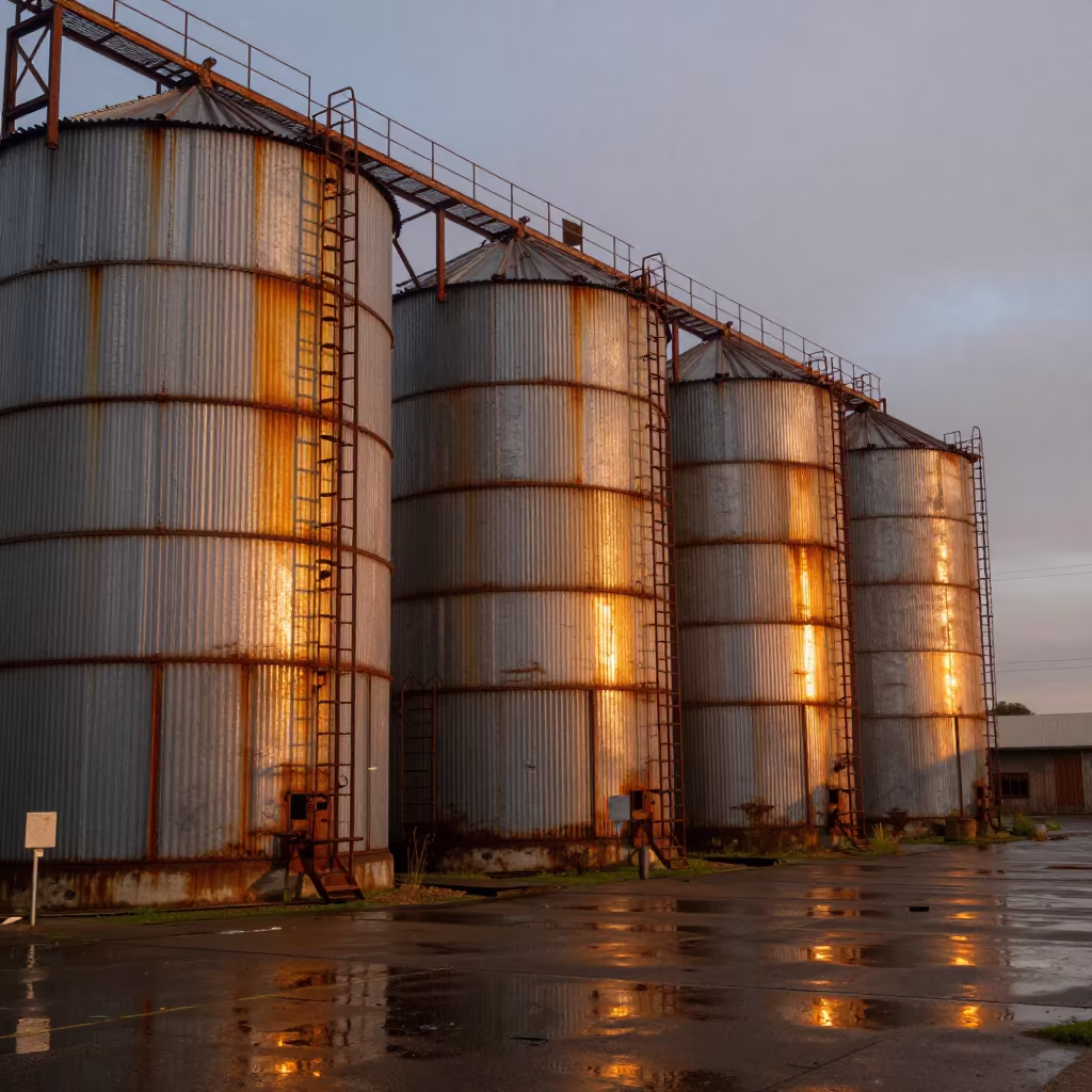 Rusted Silos in Soweto Evening Honeyed Light in near Soweto