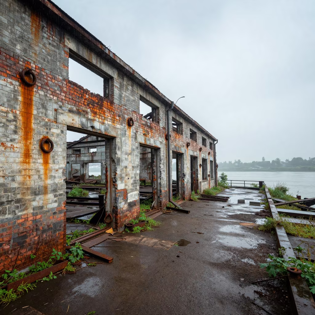 Rusted Warehouse Ruin Monsoon Welding Bay in in a welding bay near Valera