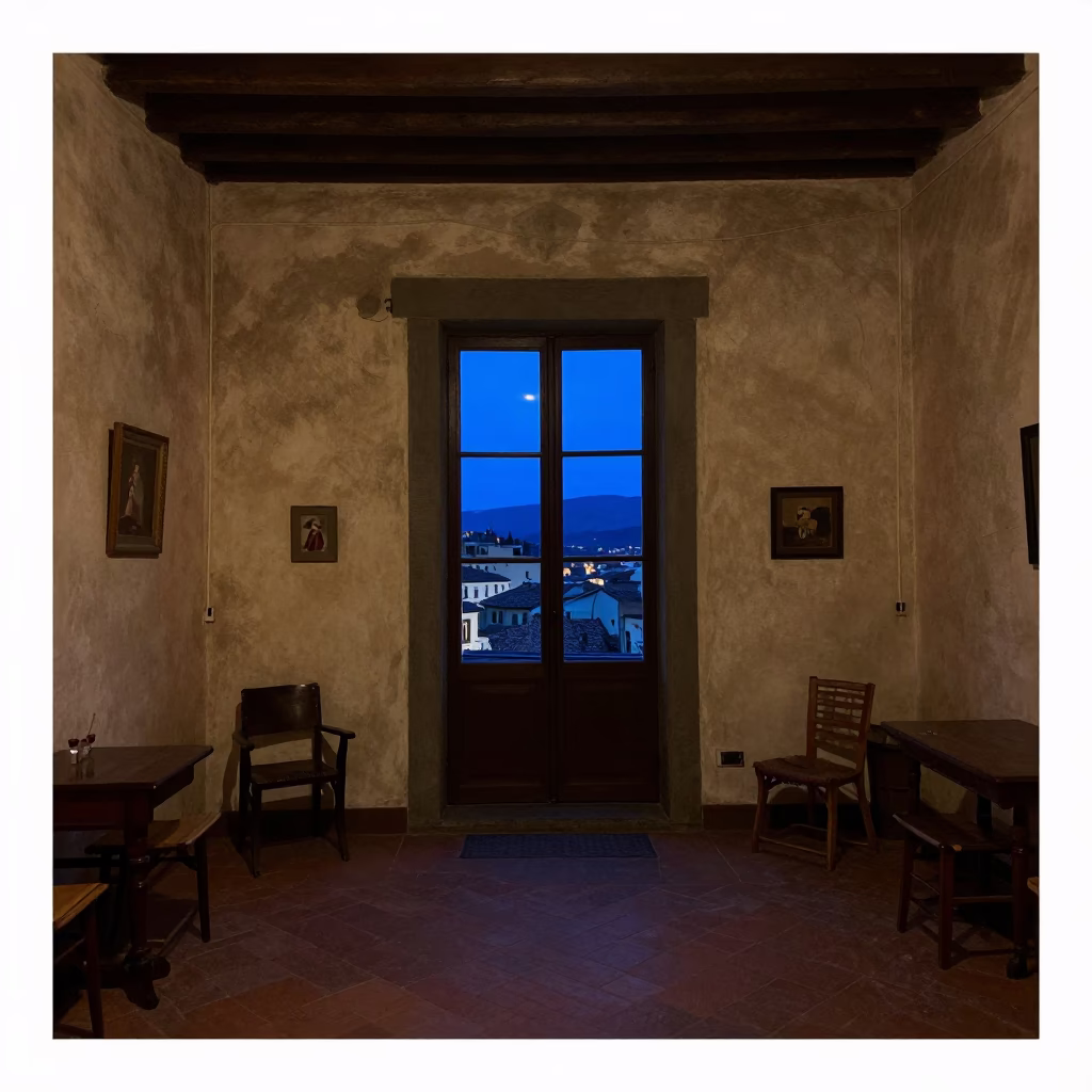 Rustic Interior in Florence at The Last Blue Light Of Evening in in Florence, Italy