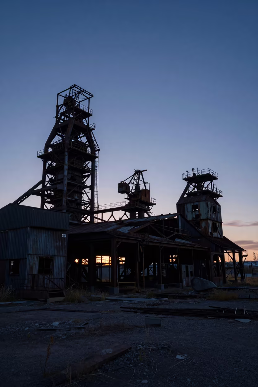 Rusting Cranes in Yukon Hammam Twilight in inside a roofless hammam in Yukon