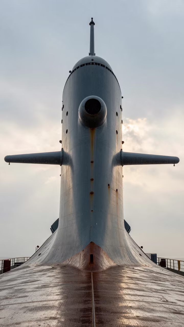 Rusting Submarine Tower in Dalian Scrapyard in near Dalian