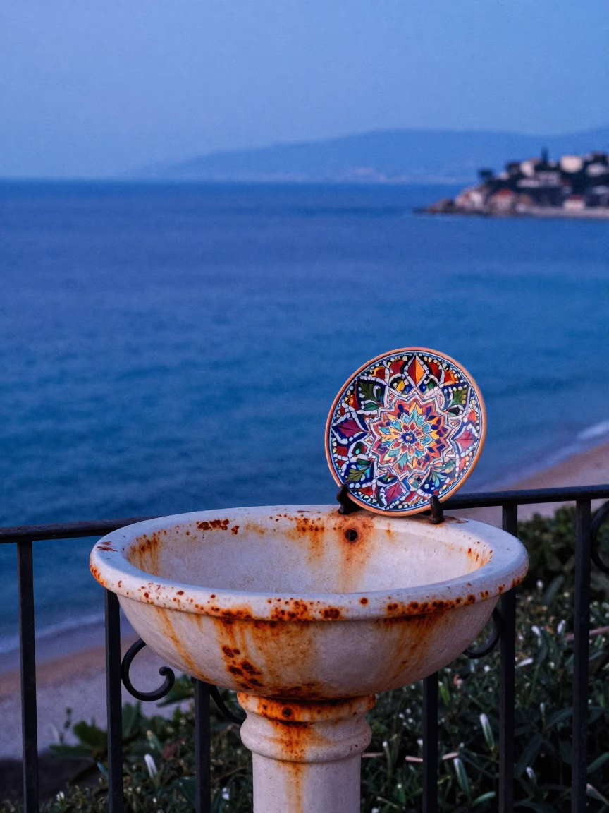 Rusty Basin in Nice at The Last Blue Light Of Evening in in Nice, France