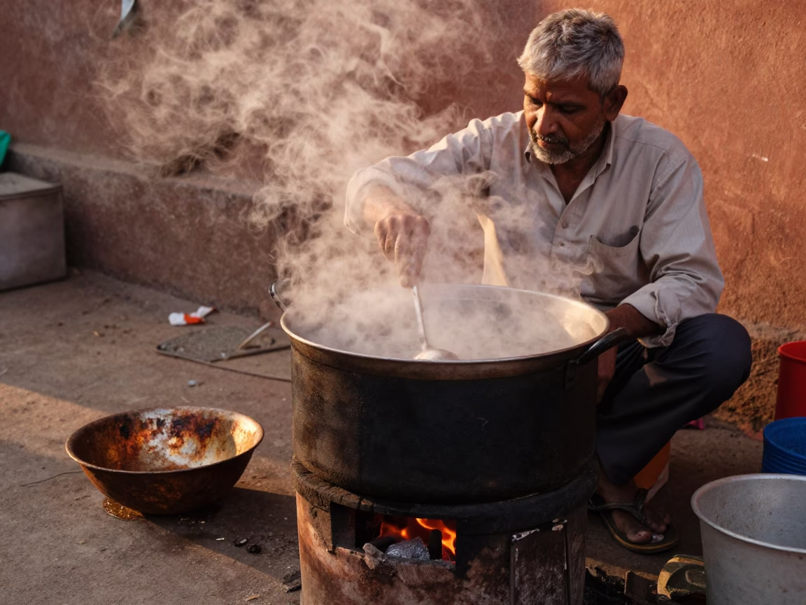 Rusty Bowl in Jaipur at Honeyed Evening Light in in Jaipur, India