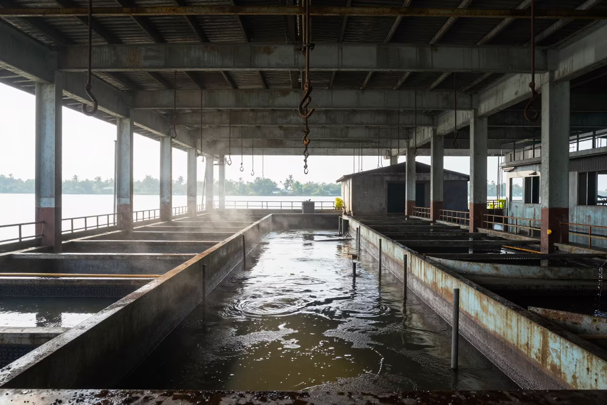 Rusty Hooks in Abandoned Fish Plant Alleppey in beside a blast furnace near Alleppey