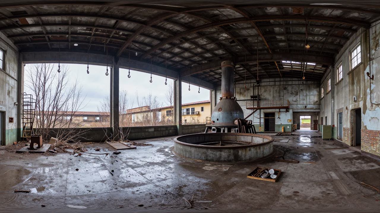 Rusty Hooks in Abandoned Fish Plant Florence in beside a blast furnace near Santo Spirito, Florence