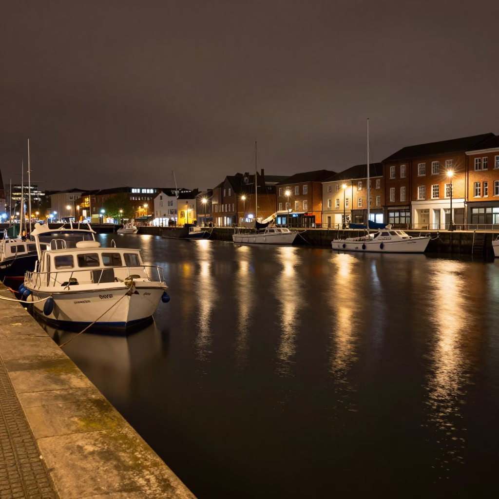 's Floating Harbour in Bristol at Deep In The Night Light in in Bristol, United Kingdom