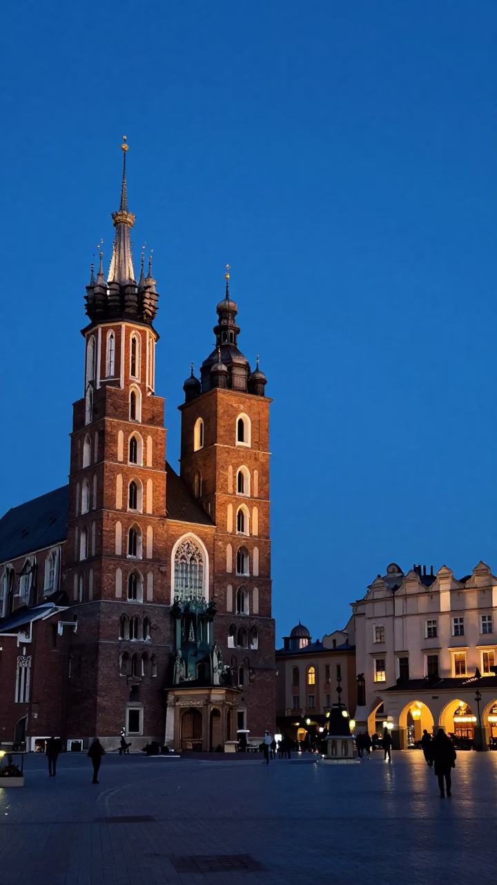 's Old Town Square in Krakow in in Krakow, Poland