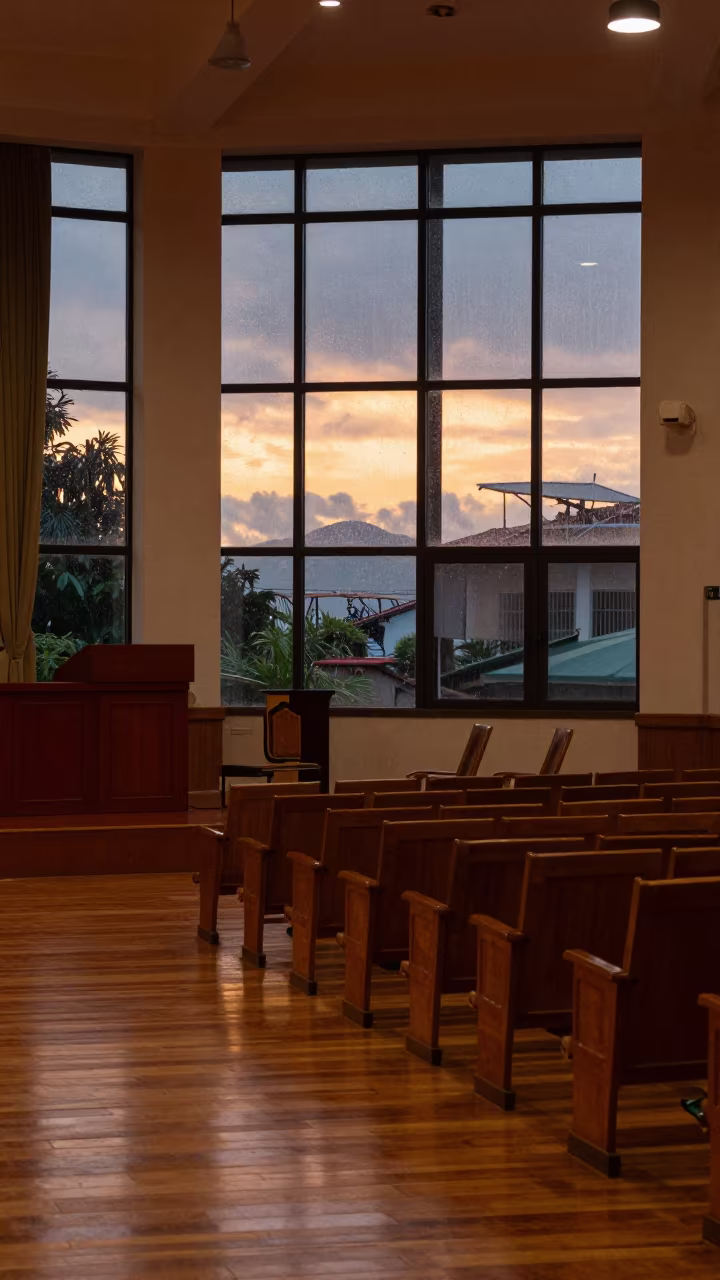 Sa Pa Council Chamber Stage Sunset Monsoon in inside a council chamber near Sa Pa