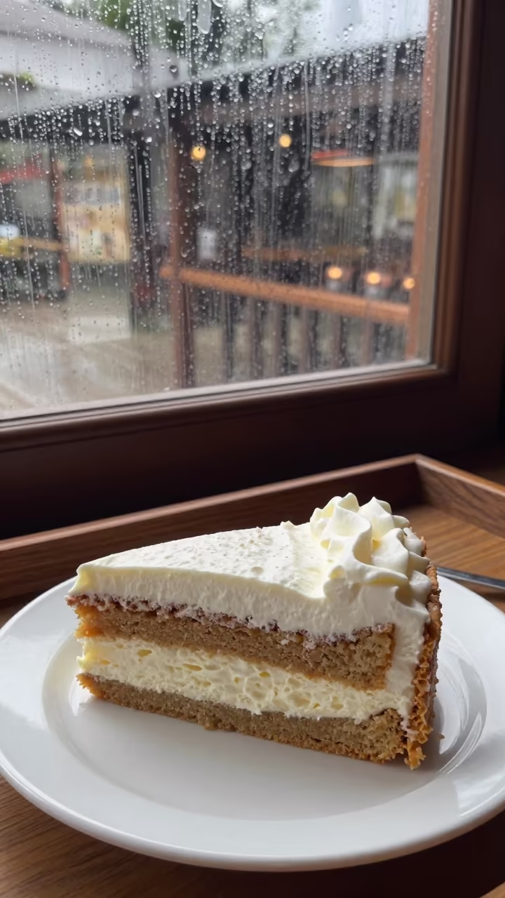 Sachertorte slice with cream on tea tray in on a tea house tray in Malakal
