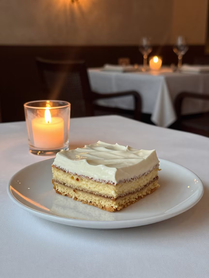 Sachertorte Slice with Whipped Cream Sharjah in on a linen-covered restaurant table in Sharjah