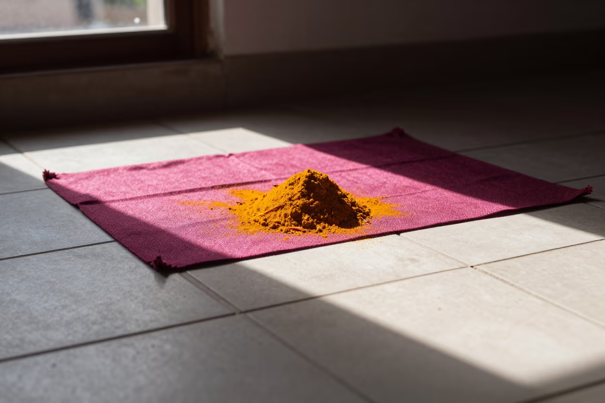 Saffron Powder Cobalt Cloth Cebu Stair Hall in inside a tiled stair hall in Cebu
