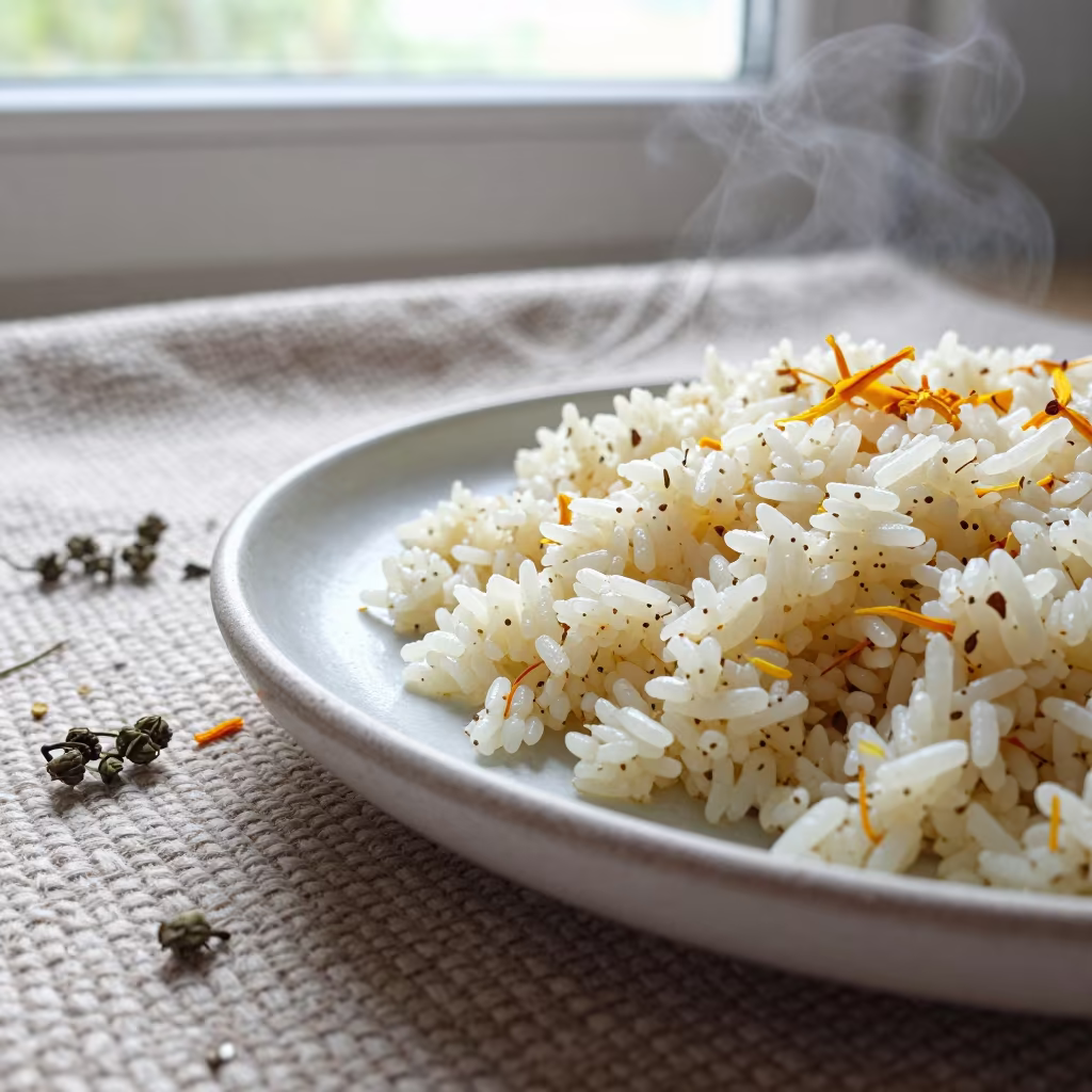 Saffron Rice Picnic Window Light in on a picnic blanket in Reims