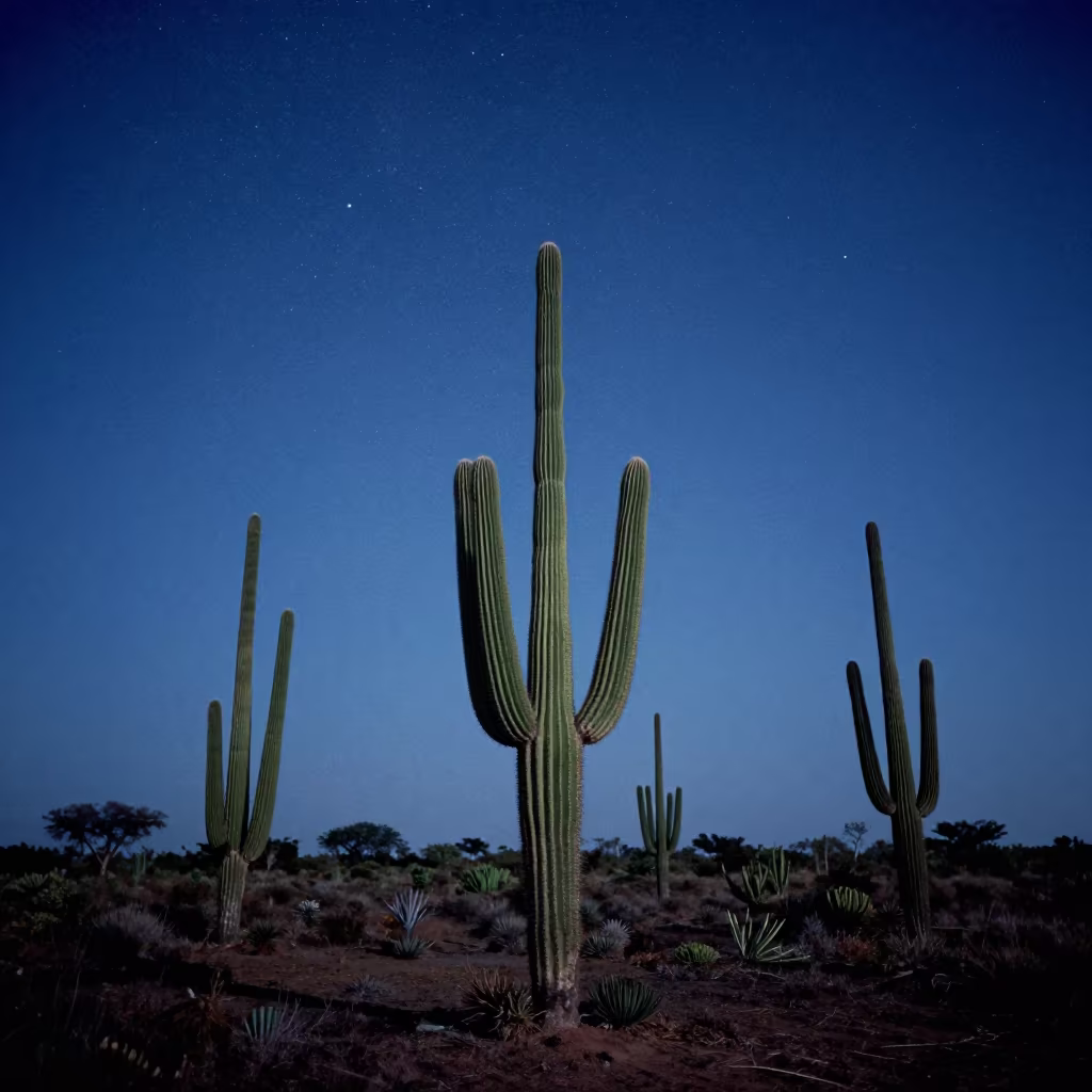 Saguaro Cacti Under Milky Way in Cambodia in in Cambodia