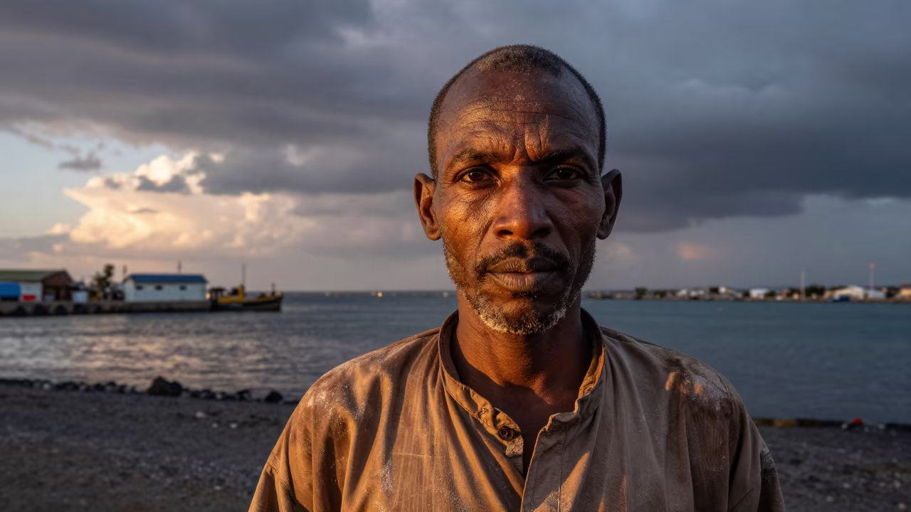 Saharan Salt Leader in Juneau Harbor Light in at a harbor edge in Juneau