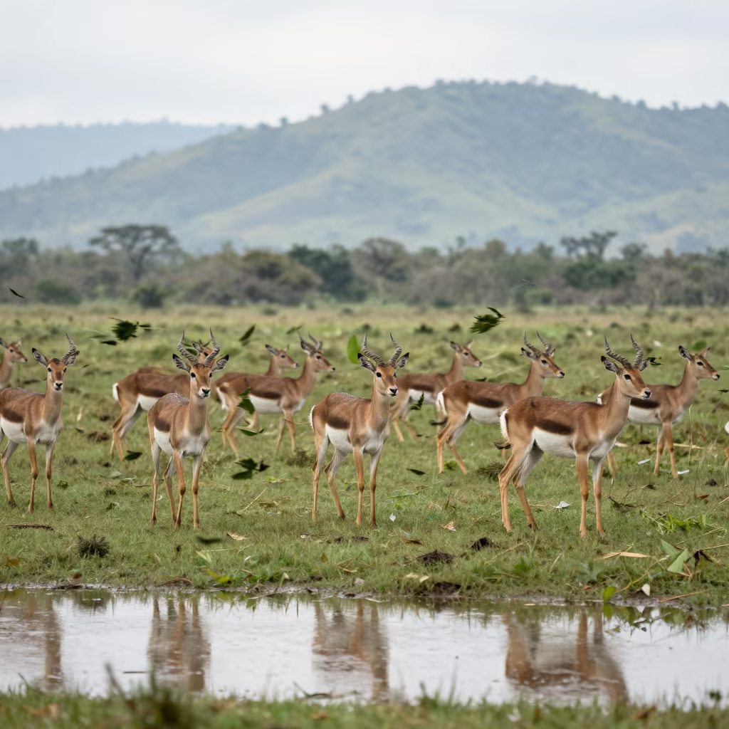 Saiga Antelope Herd on Honduran Wet Season Steppe in in Honduras