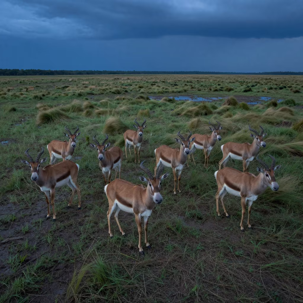 Saiga Antelope Herd in Tennessee Twilight in in Tennessee