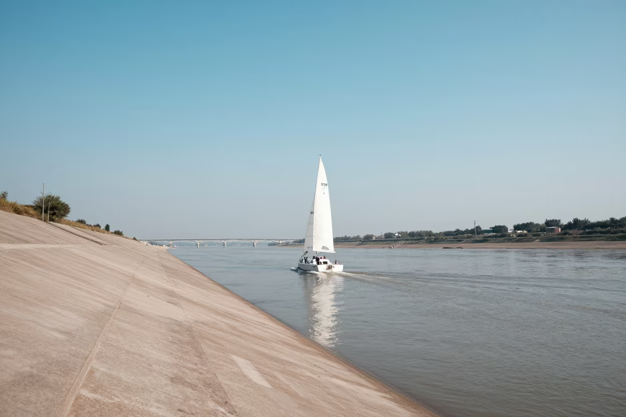 Sailboat Downwind Chongqing Dry Season in near Chongqing