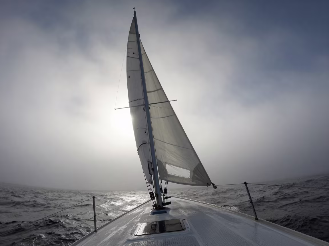 Sailboat Heeling in Northern Territory Mist in in Northern Territory