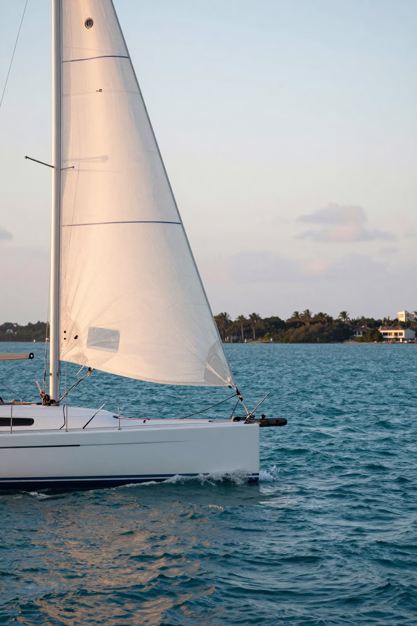 Sailboat Wing in Miami at As First Light Reaches The Scene in in Miami, Florida, United States