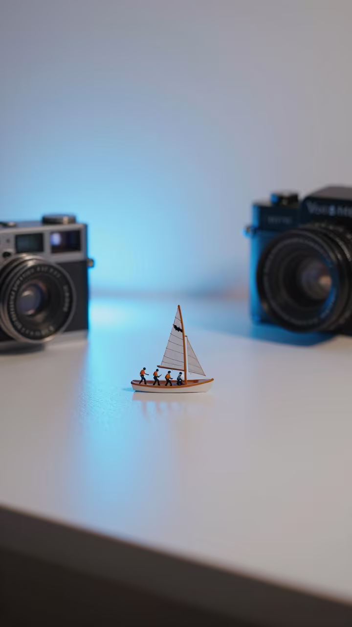 Sailing Crew Hiking on Desk Neon Evening in on a writing desk in Batman