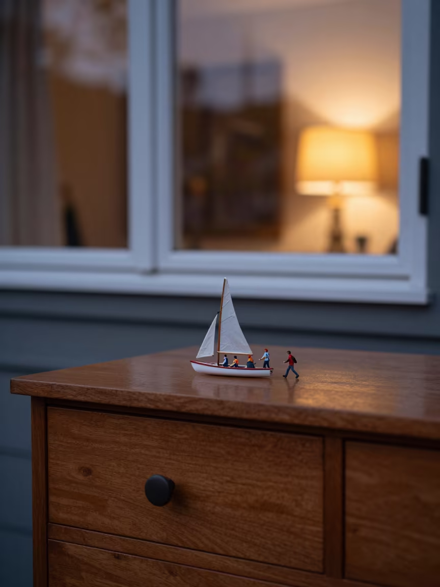 Sailing Crew Hiking on Dinghy in Gojra Room in on a hotel dresser in Gojra
