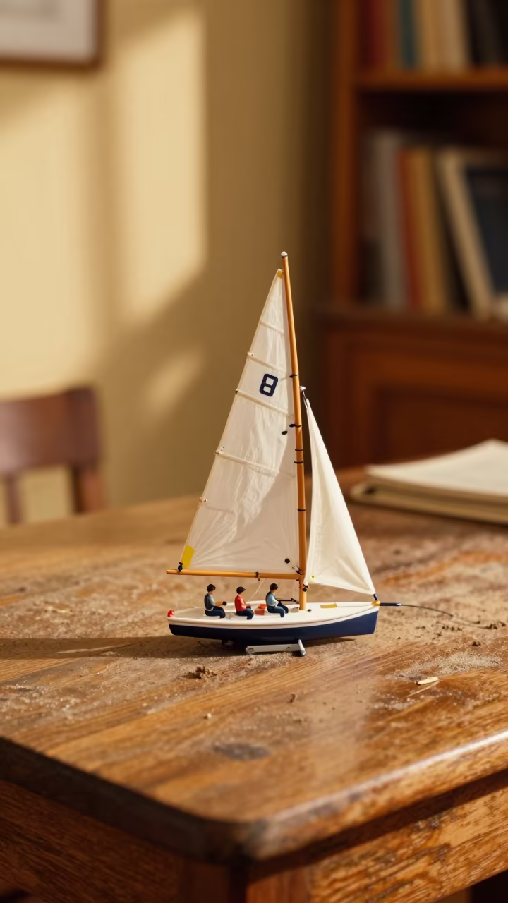 Sailing Crew Rounding Windward Mark on Dusty Table in on a dusty library table near Zoetermeer
