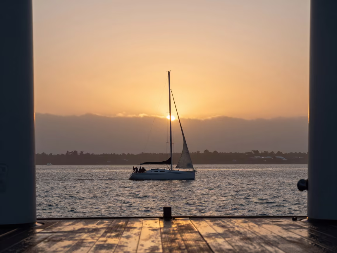 Sailing Yacht Entering Auckland Anchorage at Dusk in near Auckland