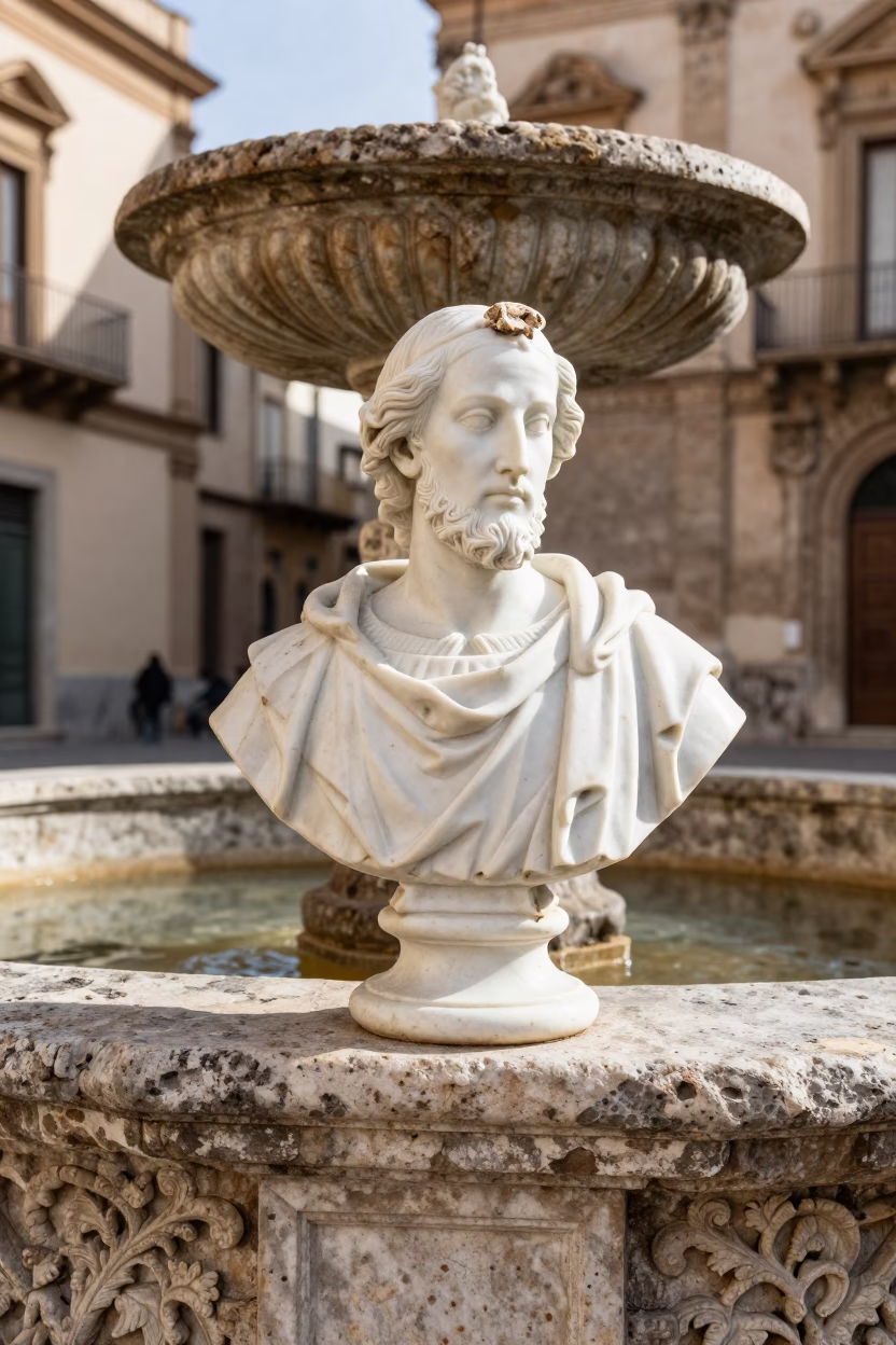 Saint in Palermo at Noon Light in in Palermo, Italy