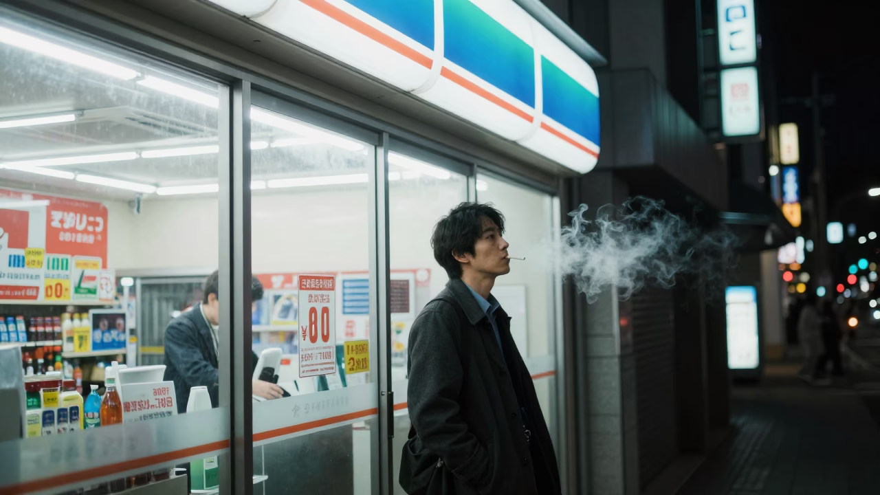 Salaryman after dark in Tokyo in in Tokyo, Japan